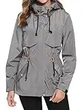 Gyabnw Women's Rain Jacket Waterproof Hooded Raincoat Outdoor Lightweight Windbreaker with Pockets Long Sleeve Zipper Trench Coat