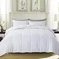 WhatsBedding King Down Alternative Quilted Comforter - All Season Lightweight Duvet Insert or Stand-Alone Comforter with Corner Tabs - White （102×90 Inch）