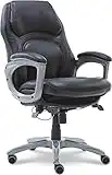 Serta Wellness by Design Executive Office Back in Motion Technology, Ergonomic Computer Chair with Lumbar Support, Mid, Leather, Black