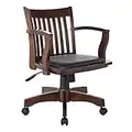 OSP Home Furnishings Deluxe Wood Banker's Desk Chair with Padded Seat, Adjustable Height and Locking Tilt, Espresso Finish and Black Vinyl