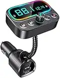 Mohard Bluetooth Auto, USB C da 18W Caricatore Rapido Trasmettitore FM Bluetooth per Auto, Adattatore Bluetooth Auto con 9 Colori Retroilluminazione, 2” Schermo, 3 Porte USB, Supporto Unità USB & AUX