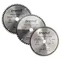 Trend CraftPro Triple Pack of TCT Table Saw Blades, 250mm x 30mm Bore, 48 & 60 & 84 Teeth, Tungsten Carbide Tipped, CSB/250/3PK