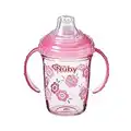 Nuby Plastic Tritan Grip N Sip Sippy Cup, 240 ml Beaker for 4 Months +, Flowers, Pink