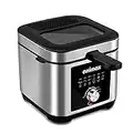 Deep Fryer, CUSIMAX 2.5L Deep Fat Fryer with Viewing Window, Countertop Fryer, 140-190°C Adjustable Temperature Control, Removable Lid with Filter, Safety Handle, Easy Clean, 1200W, Silver