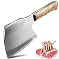 BLADESMITH Meat Cleaver Butcher Axe Bone Chopper Heavy Duty - 6.3'' Bone Cutting Knife Bone Breaker, Stainless Steel Thicken Blade & Pear Wood Handle, for Kitchen/Slaughterhouse Looks Manly
