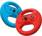 DRAGON SLAY (Paquete de dos) Juego de volante para Nintendo Switch Joy-Con Controller - Botones de hombro mejorados para juegos de carreras/karts (rojo y azul)