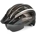 VICTGOAL Adult Bike Helmet for Men Women Detachable Magnetic Goggles and Sun Visor Bicycle Helmet Mountain Road Bike Cycling Helmet M/L/XL Size (L: 22.4-24 inch (57-61 cm), Ti)