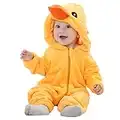 MICHLEY Hooded Baby Girl Romper Winter and Autumn Flannel Jumpsuits Animal Cosplay Infant Toddler Costume yazi, Duck, Size 80 (age: 6-12months)