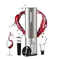 Cotomier Elektrischer Korkenzieher 4-in-1 Set, Weinöffner Wein Zubehör Flaschenöffner, Wiederaufladbar USB Schnurlos Weinöffner, Automatischer Flaschenöffner für Outdoor Küche, Hof (Silber)