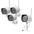 Zmodo Wireless Security Camera System (4 Pack) Smart HD Outdoor WiFi IP Cameras with Night Vision - Compatible with Alexa