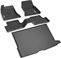 3W Floor Mats and Cargo Liner Compatible for Benz GLC Floor and Trunk 2016-2022, TPE All Weather Custom Fit Floor Liner and Cargo Mats 1st and2nd Rows Car Mats and Trunk Liner Black