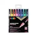 POSCA Mitsubishi Pencil - 8 Marqueurs PC3M - Pointe Conique Pointe Fine - Marqueurs Peinture à Base d'Eau - Tout Support - Pour Papier, Textile, Verre, Galet, Bois - Couleurs Pastel