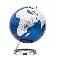 EXERZ 30CM World Globe - Stainless Steel Ring Standing, Packaging in Premier Kraft Box, Perfect for Gifting - Metallic Blue