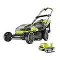 RYOBI - Cortacésped Eléctrico Inalámbrico Brushless 18V ONE+ Ø40cm - Recoge y Mulching - Larga Autonomía - Se Entrega con 1 Batería 5,0Ah y 1 Cargador 2,0A - RY18LMX40A-150