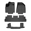 SMARTLINER Custom Fit Floor Mats 3 Row Liner Set Black Compatible with 2022-2023 Nissan Pathfinder (7 Passenger Models Only)