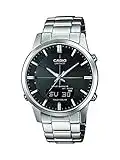 Casio WAVE CEPTOR Reloj Radiocontrolado y solar, Cristal de zafiro, Caja sólida, Negro, para Hombre, con Correa de Acero inoxidable macizo, LCW-M170D-1AER