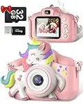 Macchina Fotografica Bambini, Gofunly 2.0 Pollici Schermo Mini Ricaricabile Fotocamera Digitale Bambina, 1080P HD Videocamera Regalo Giocattolo di Natale &Compleanno per Ragazze 3-12 Anni, Scheda 32GB