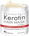 Professional Keratin Hair Mask - Made in USA - Nourishment Treatment for Hair Repair & Beauty - Biotin Collagen Coconut Oil & Pro-Vitamin B5 Protein Mask - Hair Vitamin Complex for All Hair Types - Mascarilla para el Cabello