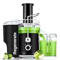 600W 3 Speeds Juicer Machines Vegetable and Fruit, Regenerate Centrifugal Juice Extractor with Big Mouth 3” Feed Chute, Easy to Clean, BPA-Free Compact Centrifugal Juice Maker, Black