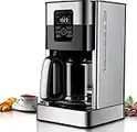 ZEMO Cafetera Express Programable 24H - Cafetera de filtro capacidad 1.8L(12 tazas)- Pantalla Táctil LCD -Limpieza automática - Sistema Antigoteo - Función de Aroma - Filtro Reutilizable