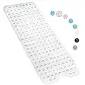 Bathtub Mat Non Slip – 100 x 40 CM Non Slip Bath Mat – Easy Clean Non Slip Shower Mats – Sturdy Suction Cup Attaching – Comfortable for Feet – Draining Holes – Modern Design (Transparent)