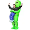 Rafalacy Inflatable Alien Costume for Adult Green Alien Holding Human Costume Funny Halloween Blow up Costume Space Fancy Dress(Adult)