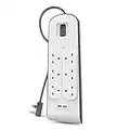 Belkin Extension Lead with USB Slots x 2 (2.4 A Shared), 6 Way/6 Plug Extension, 2m Surge Protected Power Strip - White