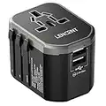 LENCENT Adaptador Enchufe de Viaje Universal con 2 USB, Adaptador Universal Internacional a Reino Unido/EE.UU./Europa/Australia/China, Adecuado Más de 200 Países, Enchufe de Tipo G/A/I/C