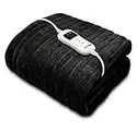 Dreamcatcher Electric Heated Throw Blanket 160 x 120cm, Machine Washable Soft Fleece Overblanket with Timer and 9 Control Heat Settings Black