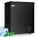 Chest Freezer 3.5 Cubic Deep Freezer, Compact Deep Freezer with Top Open Door and Removable Storage Basket, 7 Gears Temperature Control, Energy Saving, for Office Dorm or Apartment (Black)