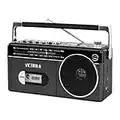 Victrola Mini Boombox Bluetooth avec Lecteur Cassette, enregistreur et Radio AM/FM Gris