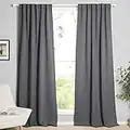 NICETOWN Back Tab Bedroom Curtain - Thermal Insulated Blackout Curtain Panels for Window Covering Rod Pocket Rideaux, 52 Inch x 84 Inch, Grey, Set of 2