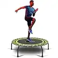 Jandecfit Trampolín de fitness Ø aprox. 101 cm, silenciosamente pequeño trampolín de fitness para fitness en interiores, sistema de diseño de cuerda de bungee, la mejor opción para entrenamiento aeróbico, peso del usuario hasta 150 kg