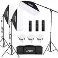 Andoer Softbox Photography Lighting Kit 2800-5700K 85W Bi-color Temperature Bulb with Remote, Professional Studio Equipment with 20"x28" Softbox, Light Stand, Boom Arm for Portrait Product Shooting