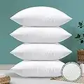 Sungeek 4 Pack Waterproof Cushion Inner Pads, Outdoor Decorative Pillow Inserts Soft Fluffy Plump Cushion Inserts for Patio Garden Bench Farmhouse Sofa Couch Bed 45 x 45cm, White