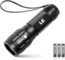 LE LED Torch Battery Powered, LE1000 Super Bright Hand Flashlight, Adjustable Focus, Water Resistant, Lightweight Small Torch for Power Cut, Camping, Dog Walking,Easy to Use Torch for Elderly Kids Men