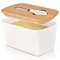 Butter Dish with Lid and Butter Cutter for Canadian 1lb Butter, Porcelain Airtight White Butter Container, Large Butter Keeper Also for Cream Cheese, Cake, Salad, Candy, Foods