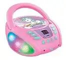 Lexibook-RCD109UNI Unicorn-Lettore CD Bluetooth per Bambini, Portatile, Effetti Luminosi, Presa Microfono, Ingresso aux-in, Batteria o AC, Ragazzi, Rosa, Colore, RCD109UNI