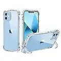 XTCASE Funda Transparente para iPhone 12 / iPhone 12 Pro 6,1" con Soporte, Carcasa con Invisible Pie de Apoyo Ultra Delgada Suave TPU Silicona Bumper Anti-Choque Anti-arañazos Rígida PC Caso, Claro