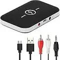 Bluetooth 5.0 Transmitter Receiver, 2-in-1 Wireless Portable Stereo Audio Adapter, 3.5mm AUX RCA Adapter for TV PC Headphones Car Home Stereo System