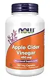 Now Foods, Apple Cider Vinegar (Vinagre de Sidra de Manzana), 450mg, 180 Cápsulas, Probado en Laboratorio, Sin Gluten, Sin Soja, Vegetariano