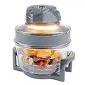 LIVIVO 17L Halogen Oven Cooker with Self-Cleaning 1400W Element and Easy Analogue Controls, Accessories Including Extender Ring, Racks and Tongs (Grey)