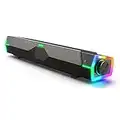 Uythumidid Computer PC Lautsprecher für Desktop, Dynamische RGB PC Sound Bar, Bluetooth Lautsprecher mit USB Powered, HiFi Stereo Gaming Lautsprecher für Monitor, Schwarz