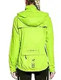 FitsT4 Women's Cycling Running Jackets Lightweight Windproof Bike Windbreaker Reflective with Hood Fluorescent Yellow Size L