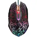 VGUARD Gaming Mouse, Comfortable Wired USB Optical RGB Ergonomic Mice for PC Computer Laptop, 6 Programmable Buttons, 4 Adjustable Sensitivity, 4 Colors LED Backlight - Black(Upgraded Version)