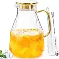 Miudeco Caraffa Vetro, Caraffa in Vetro con Coperchio, Brocca Acqua Vetro, 2.2L/74Oz