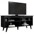 Madesa TV Stand Cabinet with 4 Shelves and Cable management, TV Table Unit for TVs up to 55 Inches, Wooden, 58 H x 38 D x 136 L cm – Black