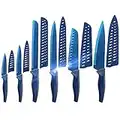 blue knife set 6pcs Kitchen Knife Chef Set, Kitchen Knife Set Stainless Steel, Kitchen Knife Set Dishwasher Safe with Sheathes