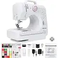 Sewing Machine for beginners with Instructional DVD, 5 Languages Manual, 53 PCS Accessories, 12 Build-in Stitches, 2 Speeds Double Thread, MEGLE FHSM-505S