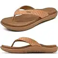 KuaiLu Caqui Chanclas Mujer Verano Playa Sandalias de piscina Apoyo de Arco Ortopedicas Chanclas Zapatos Cómodos para Caminar Antideslizante Talla 39EU